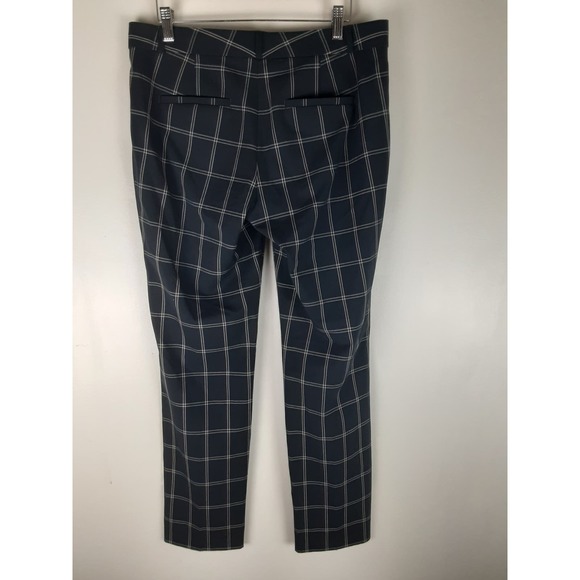 Banana Republic Womens Navy Blue Grid Plaid Ryan Dress Pants Slacks Unlined 6 - Picture 3 of 16